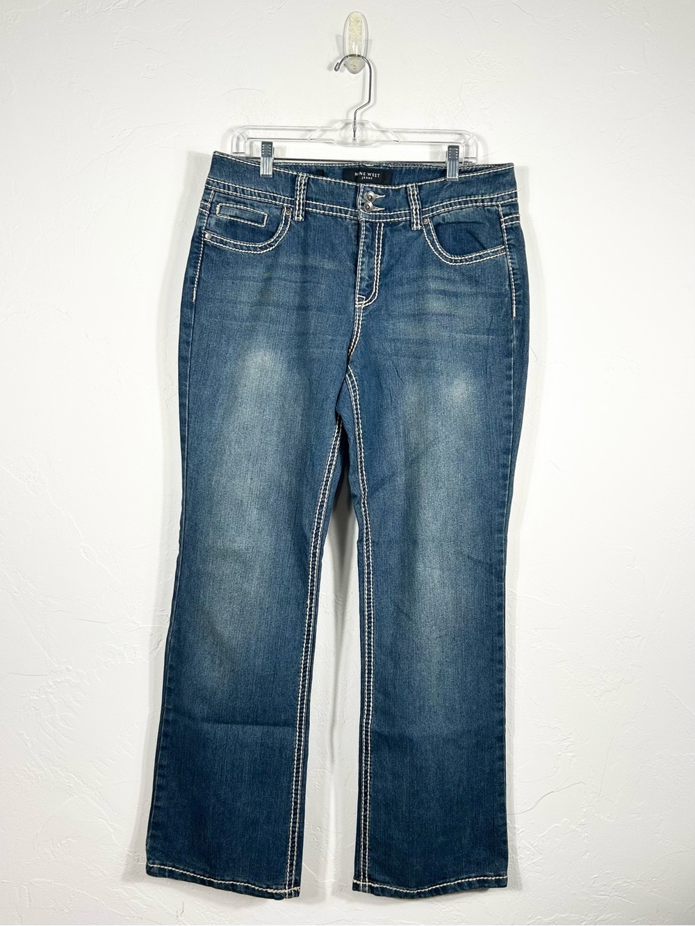 Nine West Jeans Womens 10/29 Average Bootcut Blue Bling Pocket Embroidered Y2K